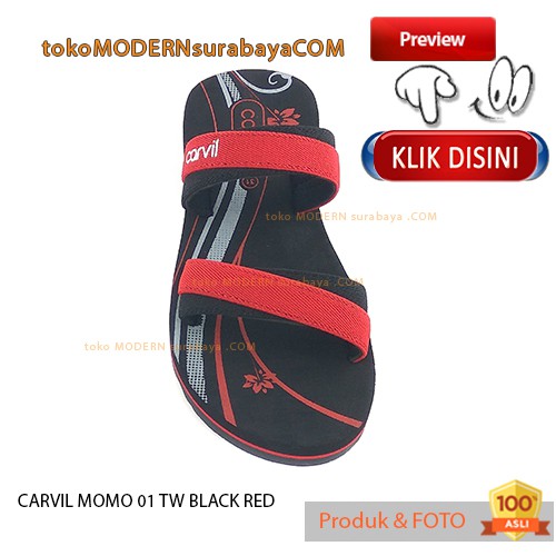 CARVIL MOMO 01 TW BLACK RED sandal anak casual slide