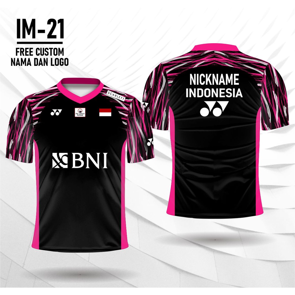 Jersey badminton yn ganda putra indonesia masters open baju kaos bulu tangkis fajar rian