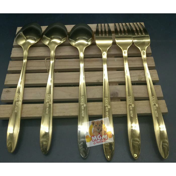 Sendok Makan Gold &amp; Garpu Makan Gold HOTEL Stainless Steel 18-10 24134