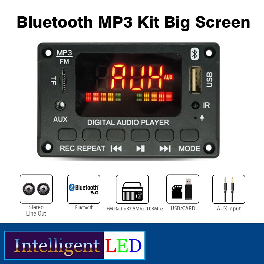 Bluetooth MP3 Player Kit USB TFT FM Radio Stereo Big Screen D118BT