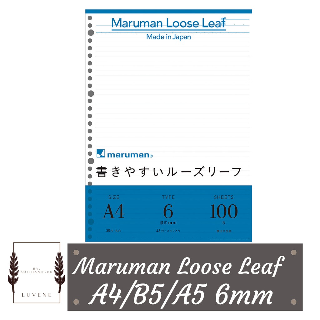 

MARUMAN Loose Leaf Garis 6 mm ukuran A4 A5 B5