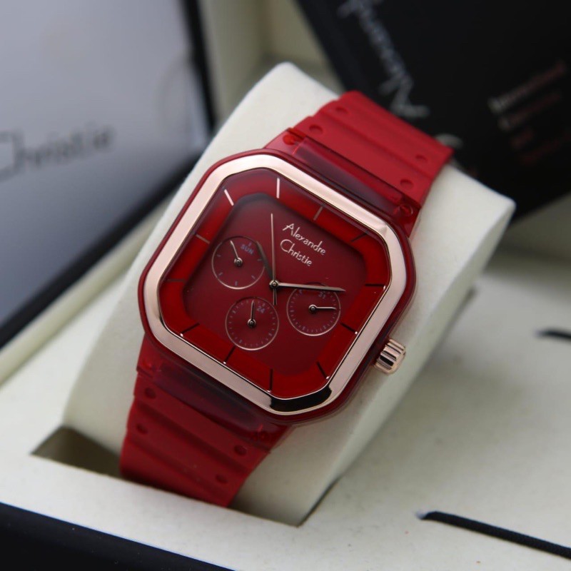 Jam Tangan Wanita/Cewek Alexandre Christie AC 2811 Rosegold Red.Original Garansi Resmi 1 Tahun