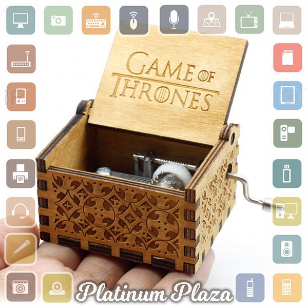 ANPRO Kotak Musik Antik Wooden Music Box ADQ0194 - Game of Throne Engraving - Wooden`14CKA7-