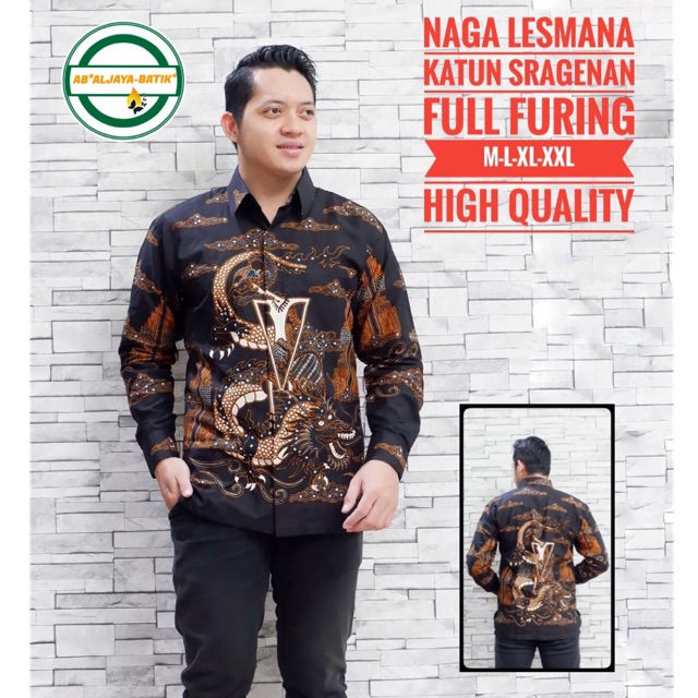 Kemeja Batik NAGA LESMANA FULL FURING Katun Halus Sragenan Size M-XXL Termurah