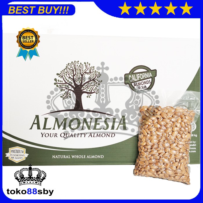 

Almonesia Almond raw 1Kg / kacang almond mentah / utuh / diet keto