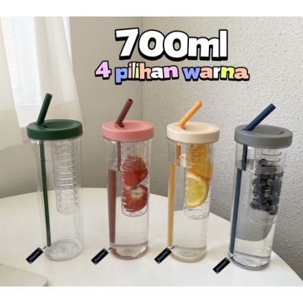 BOTOL MINUM INFUSED WATER TRANSPARAN PORTABLE SEDOTAN LIPAT 700ML