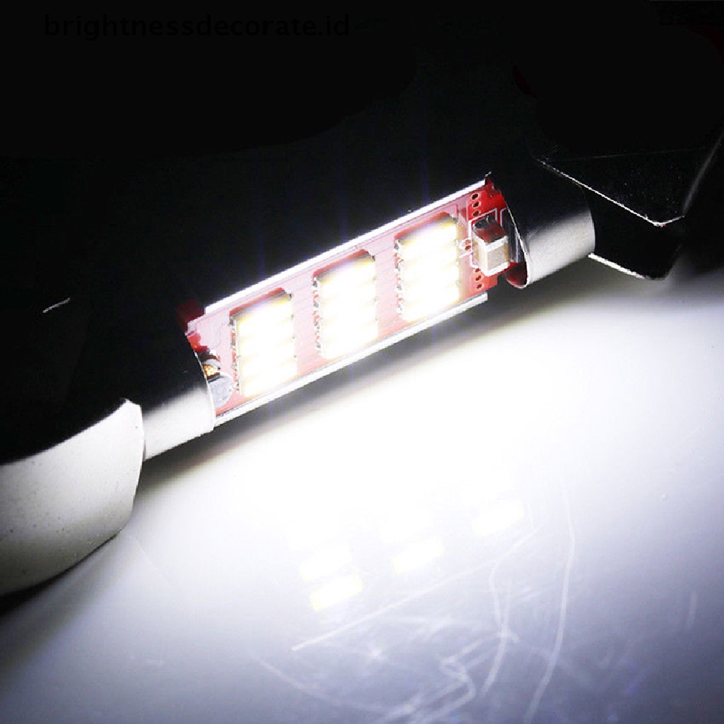 2pcs Lampu LED Canbus 12SMD 4014 C5W Ukuran 31mm Untuk Interior Mobil