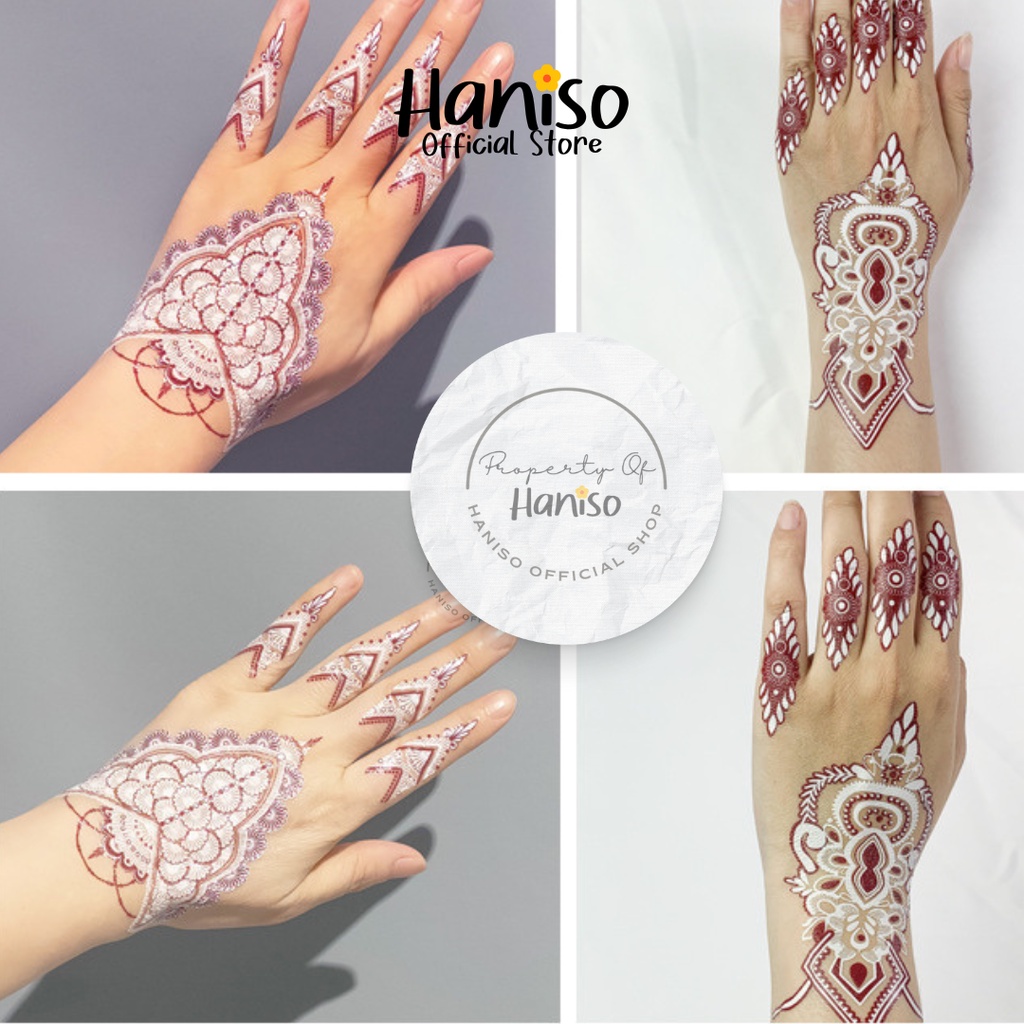 Two Tone White Maroon Henna Instan Pengantin Premium Temporer Sepasang