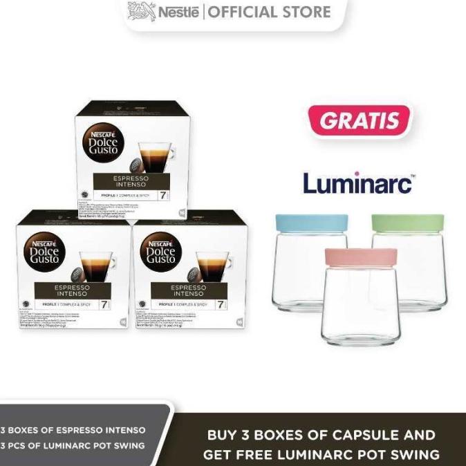 

Nescafe Dolce Espresso Intenso Kopi Kapsul 3 Box + Luminarc Pot Swing