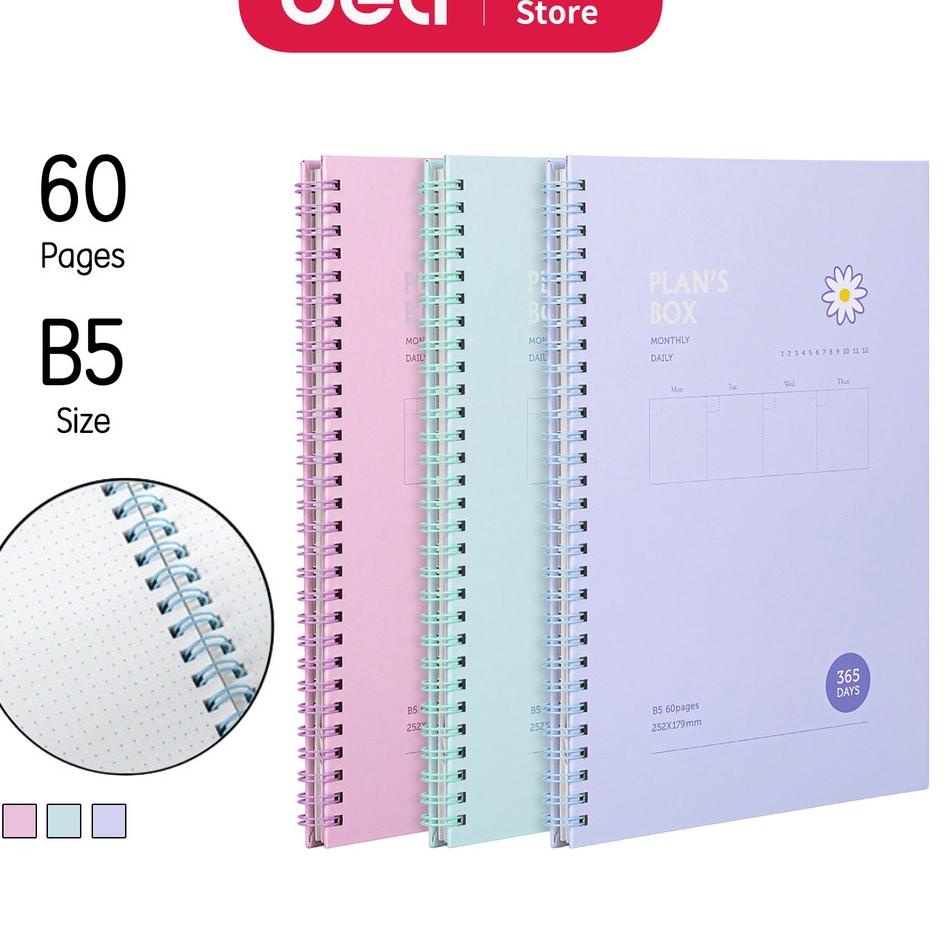 

Terupdate Hari Ini Deli Spiral Buku Agenda / Planner Diary Book A5 60 lembar kertas 3 Warna, Tali Karet Pengait 24200 qpik1