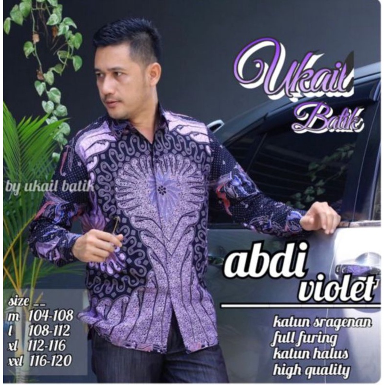 Kemeja Batik Pria Lengan Panjang Motif Violet Ungu Lapis Furing Bahan Katun Halus Premium