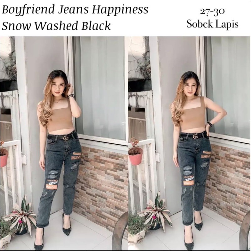 Boyfriend Jeans Happiness Snow Black