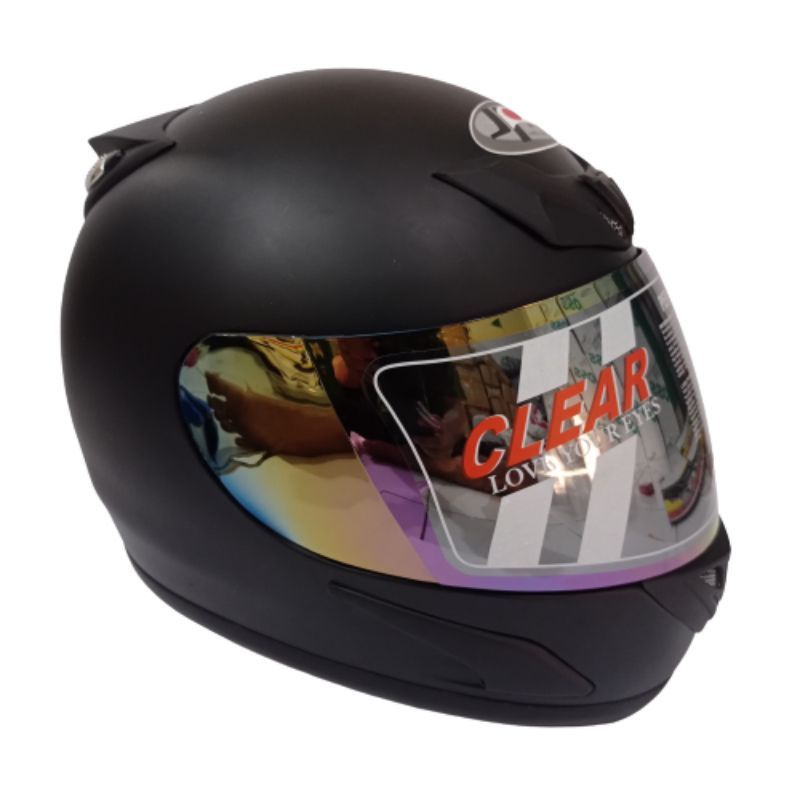 Helm full face JPN Hitam Doff Visor Pelangi