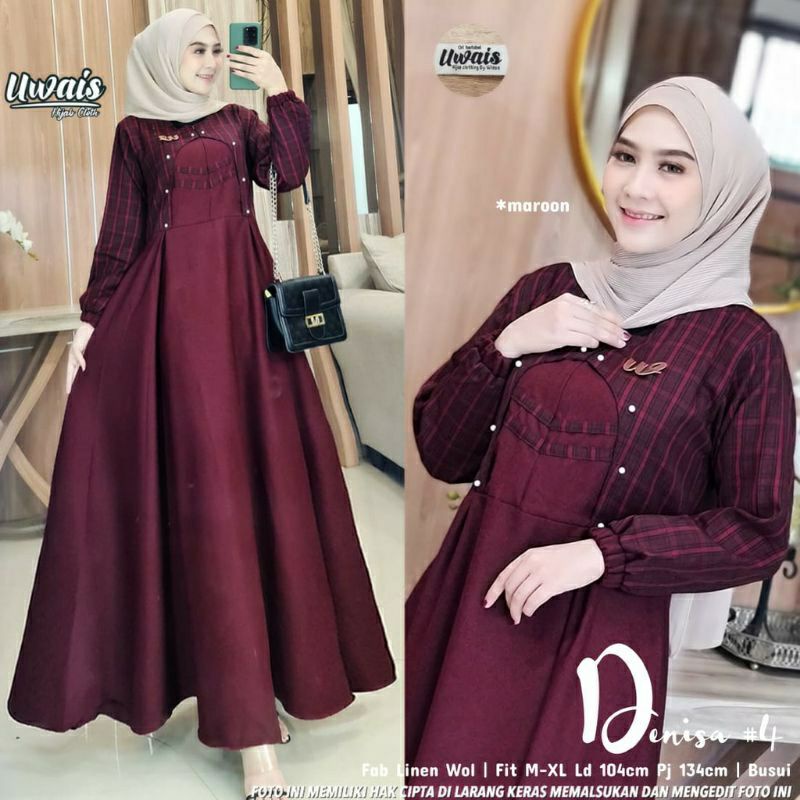 Denisa By Uwais // Gamis  Termurah grosir tangan pertama