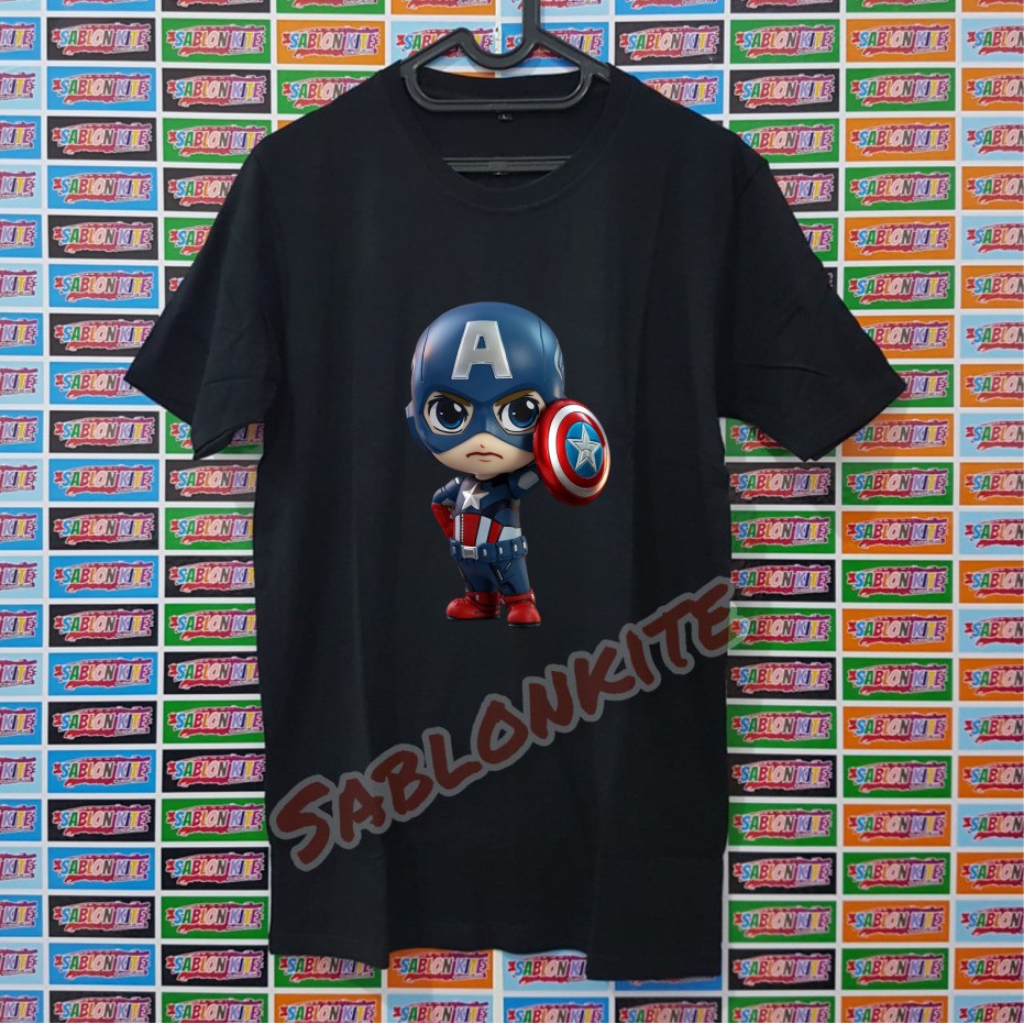 MURAH !!! KAOS SABLON CAPTAIN AMERICA 3 BAHAN KAOS COTTON COMBED 30S