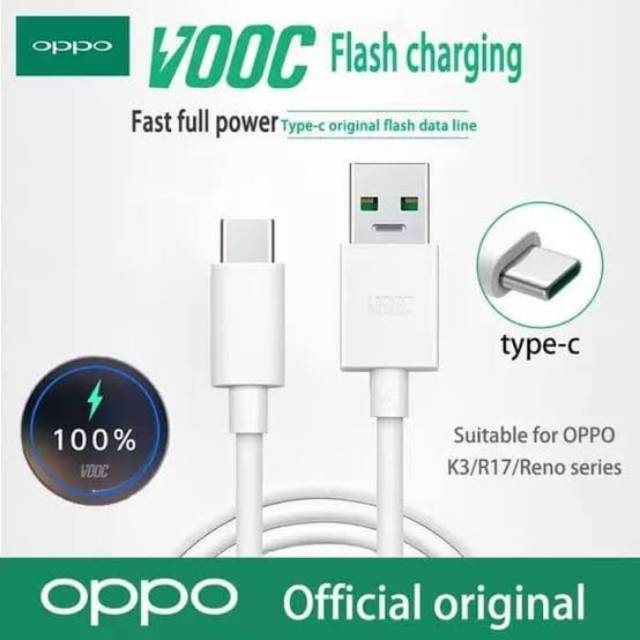 Kabel Data OPPO VOOC Original USB 4A TYPE C Fast Charging Kabel Cas Oppo Ori