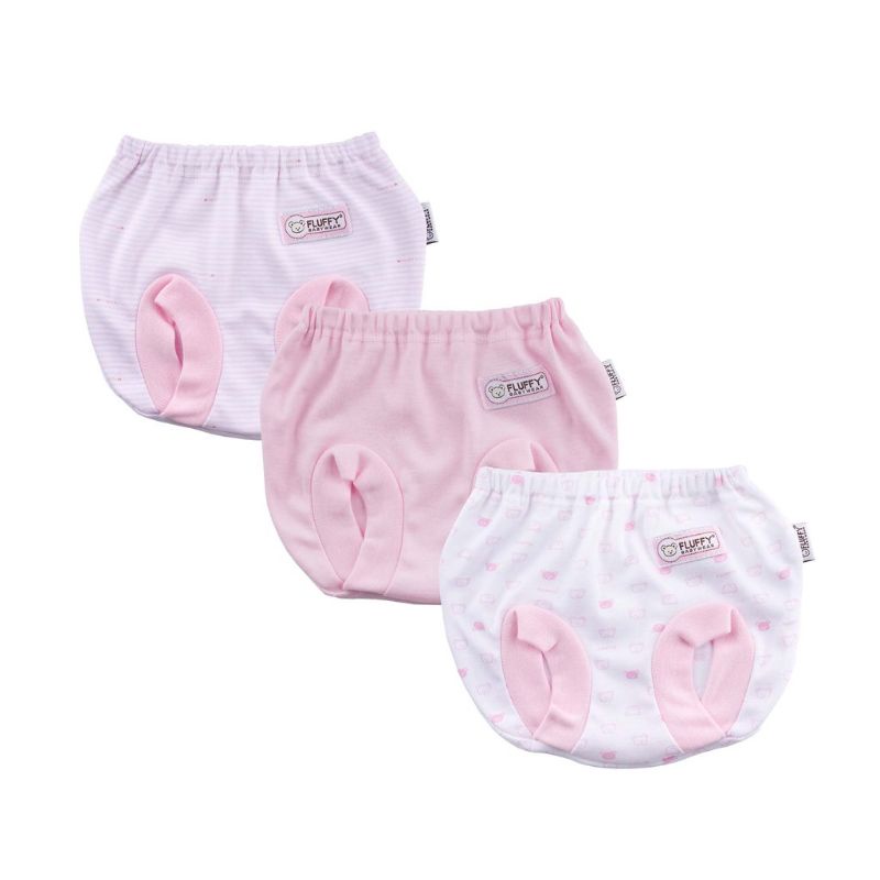 3 Set Setelan baju bayi kutung + celana pop newborn pink Fluffy