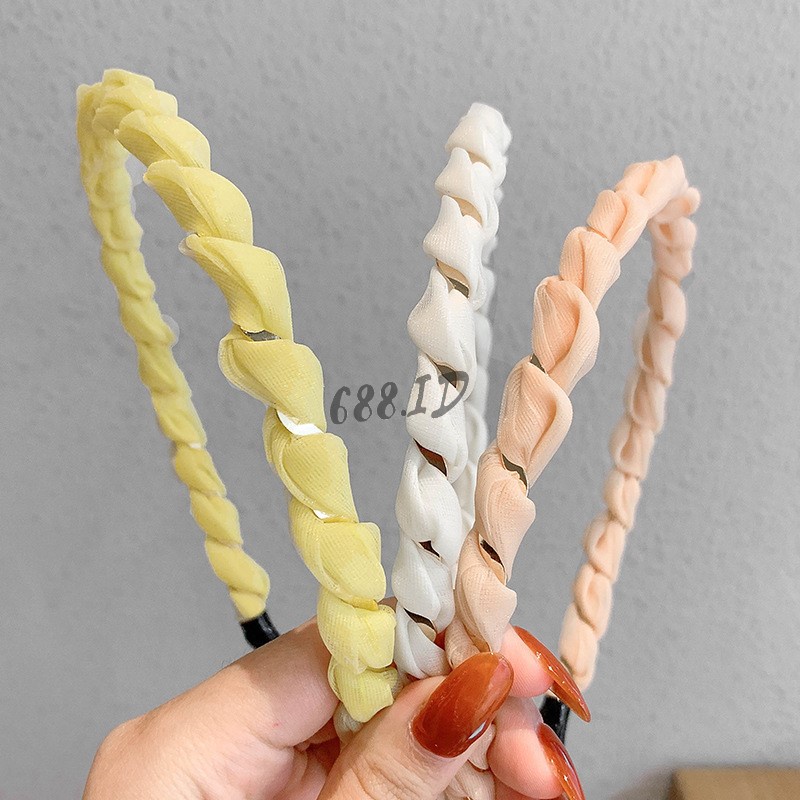 [688.id] Bando Wanita Korea Kerut Lilit Emas Model Spiral Tali Kepangan Bandana Scrunchie untuk Anak dan Dewasa BDO 12