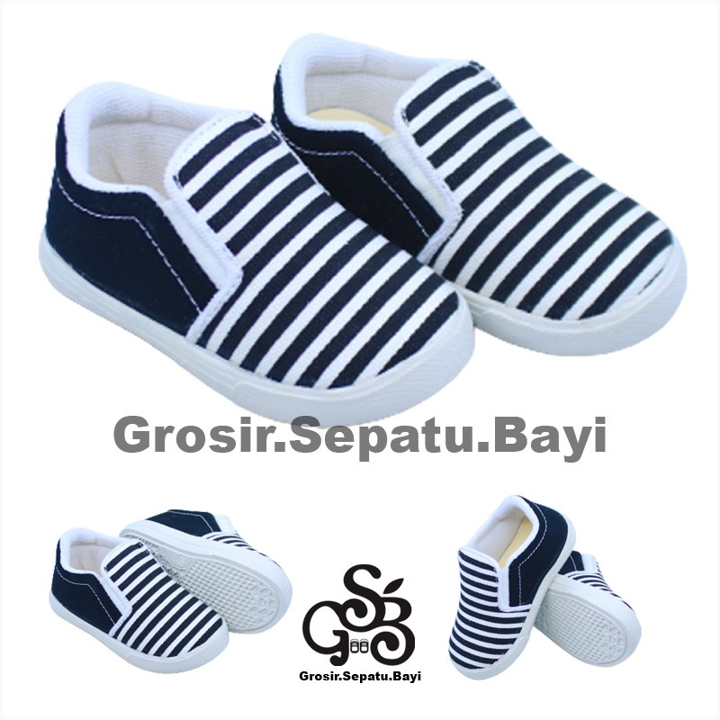 sepatu anak laki laki perempuan slip on motif Salur murah