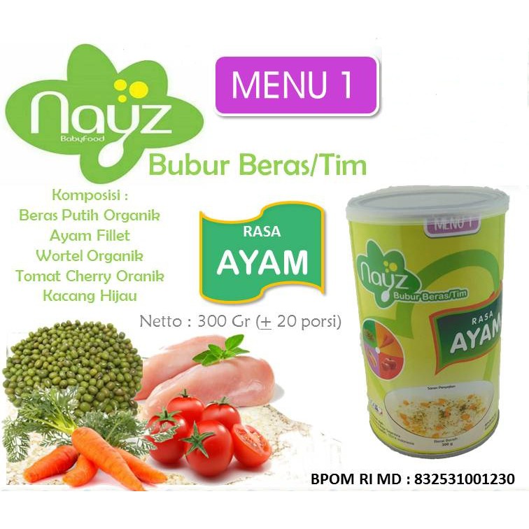 NAYZ Bubur Bayi Organik Can 300gr | Bubur Beras/ Tim Non Instant