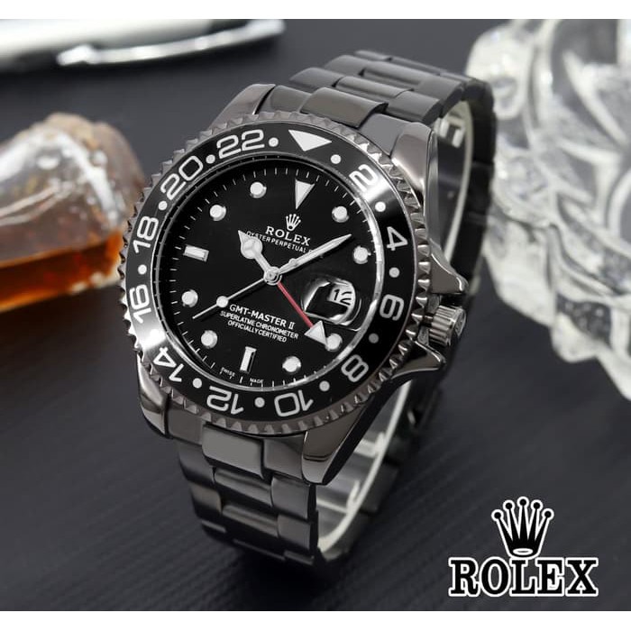 Jam Tangan Pria Rolex GMT Master II Rantai Full Black