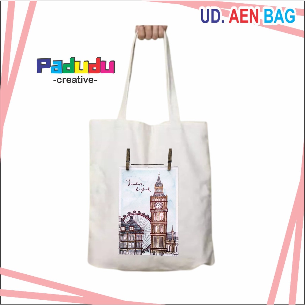 London England Vintage Totebag Tas Tote Resleting AENBAG