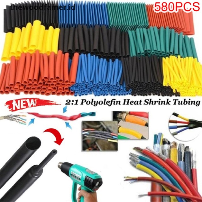 Set 580 Pcs Heatshrink Tube Selongsong Bakar Ciut Untuk Kabel 580Pcs