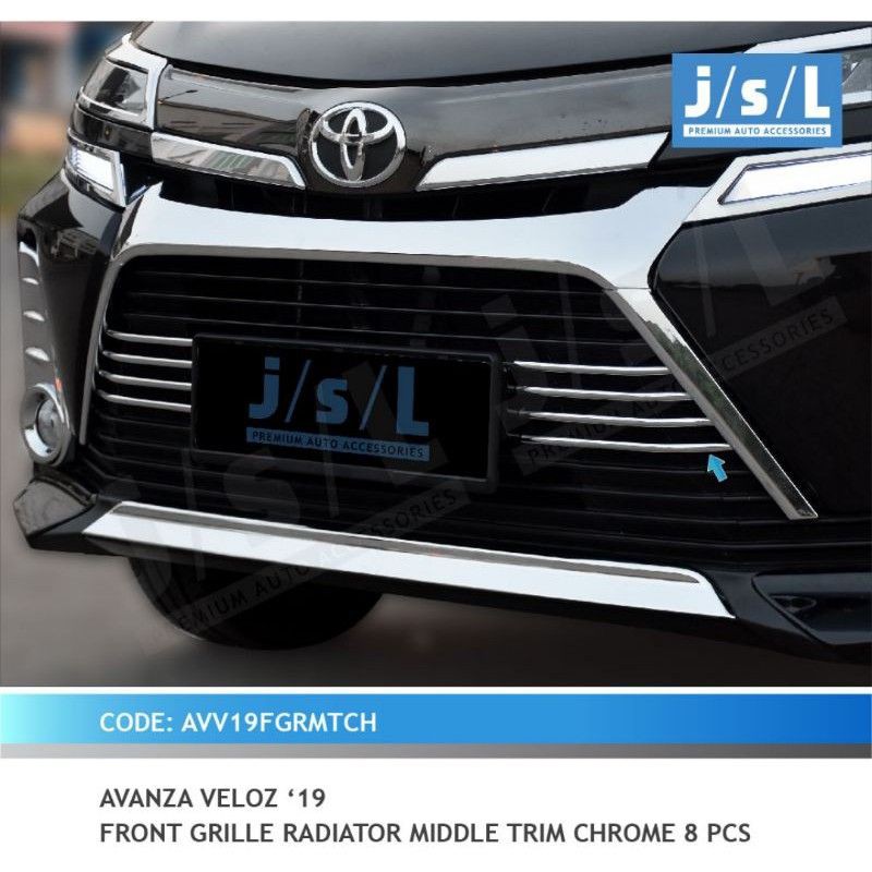 list grill radiator tengah avanza veloz 2019 chrome 8 pcs jsl middle front grill