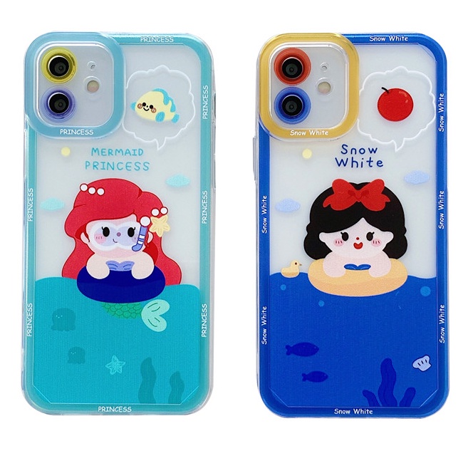 Mermaid Snow White Angel eyes Shockproof Soft TPU Phone case IPhone 12 12Pro 12Promax 12mini 11 Pro Max X Xs Max XR 7 8 Plus