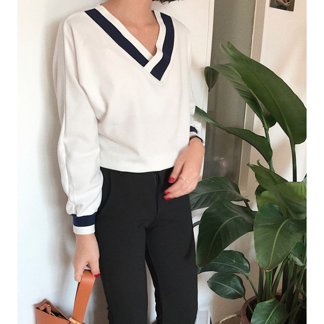 TREND sweater blus v neck big size blouse korea atasan wanita jumbo bangkok