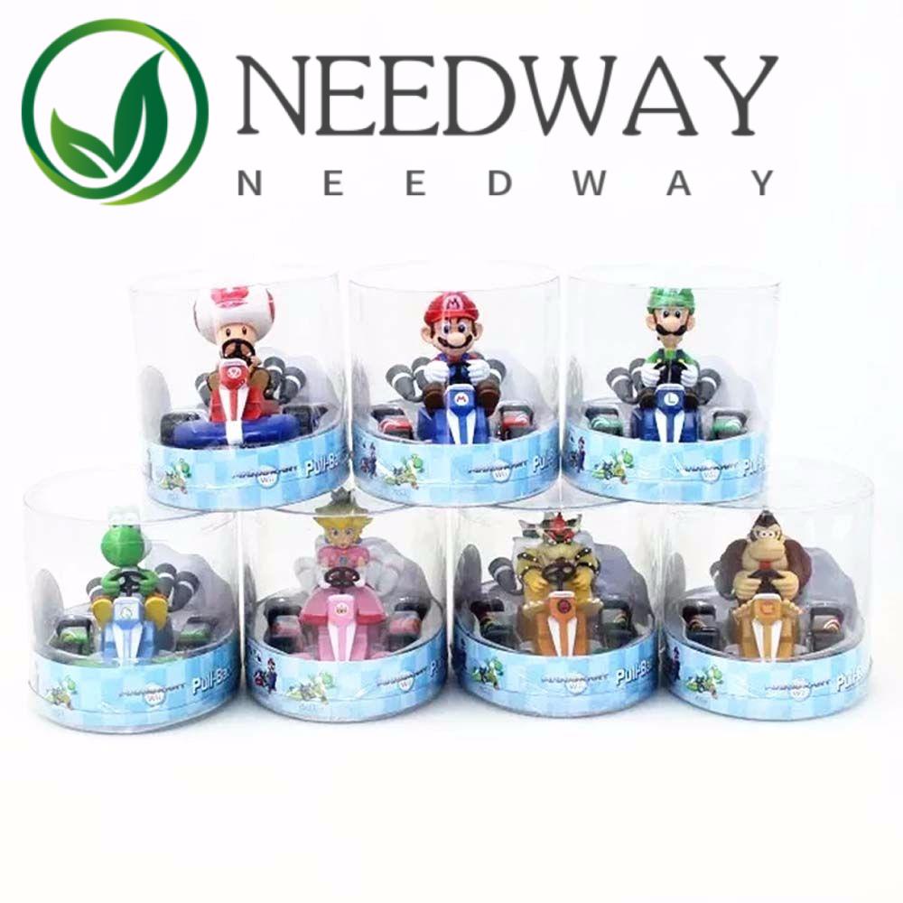 Needway  Children Gift Super Mario Anime Kart Pull Back Cars Martin pull back car Car Model Toys Princess Figure Creative Dragon Toy Mushroom PVC Bowser Figure Monkey Dragon Kart