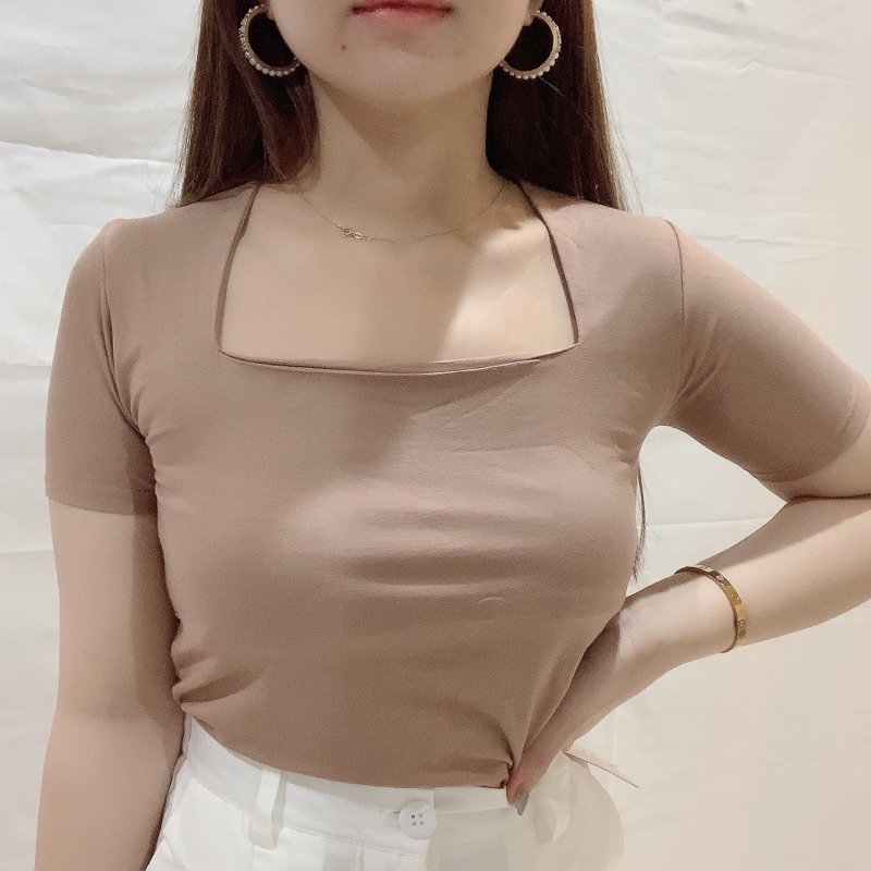 Premium SquareNeck Top | Front Double Layer | Blouse Polos Atasan Wanita | Maimon Grosir