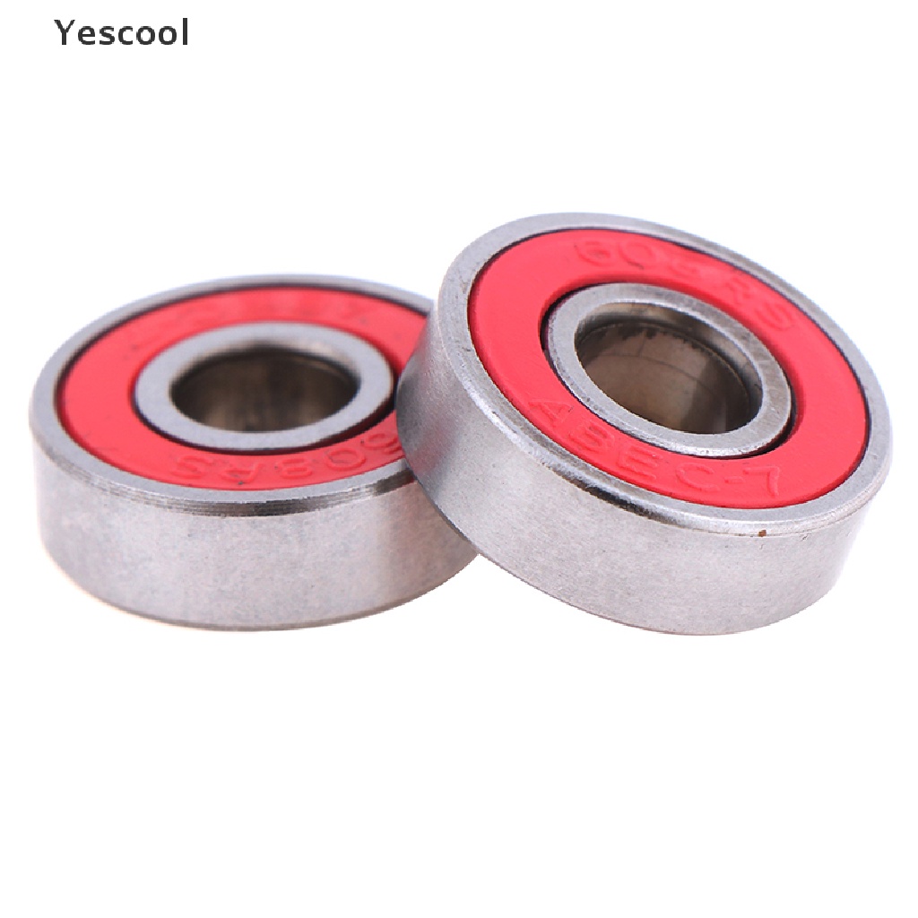 Yescool 5Pcs Bola Bearing ABEC-7 608RS Warna Merah Ukuran 8x22 X 7mm Untuk Skateboard