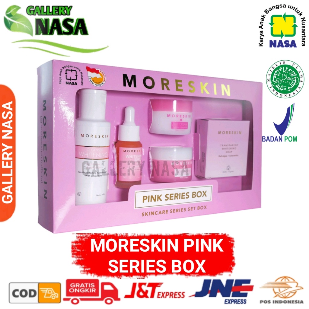 MORESKIN PINK SERIES KOSMETIK SKINCARE PAKET SKIN CARE LENGKAP MAMPU MEMUTIHKAN KULIT WAJAH  BPOM OR
