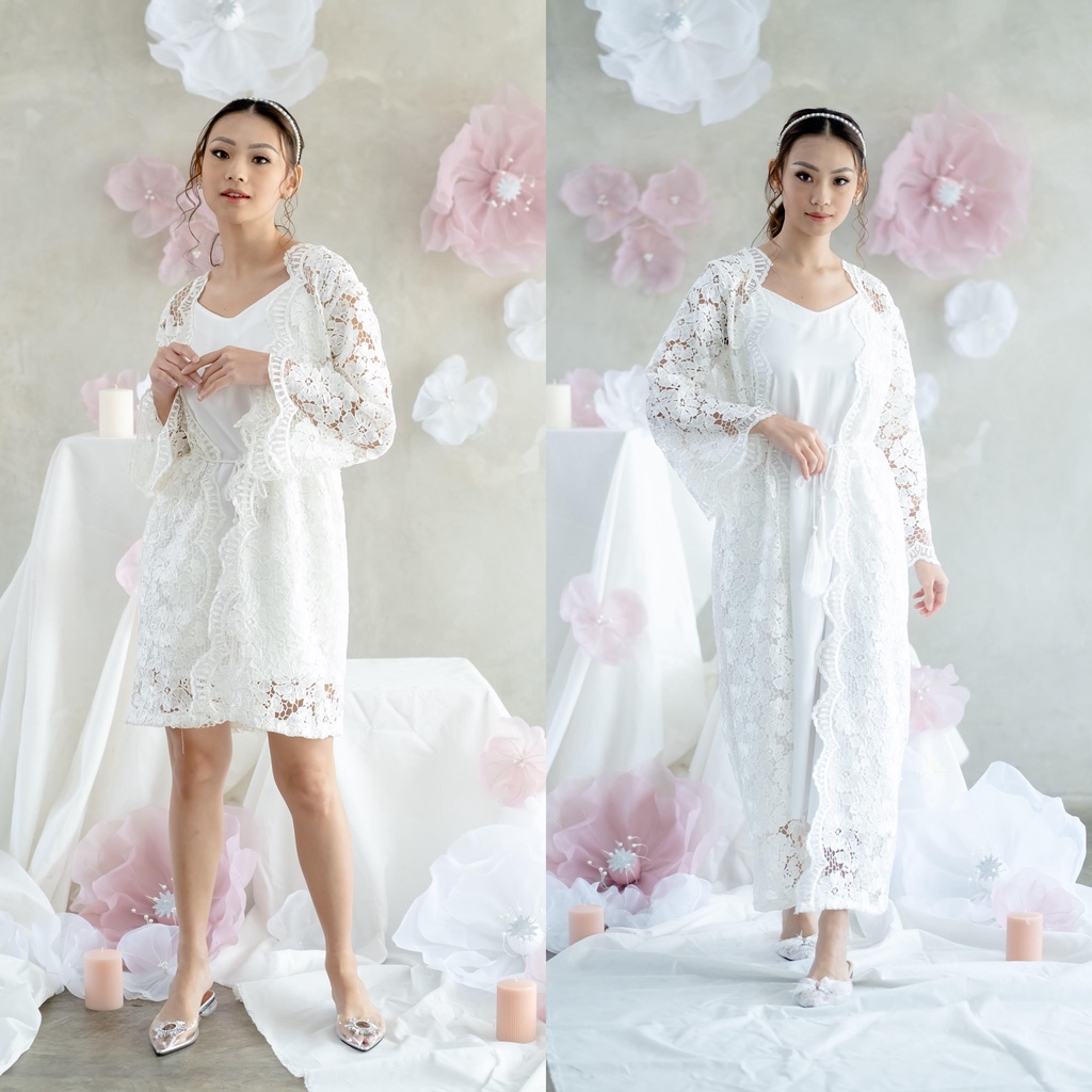 Prada Robe- FAE Collection-Kimono Pengantin Wedding Robe Bride Robe Premium Lace Prada