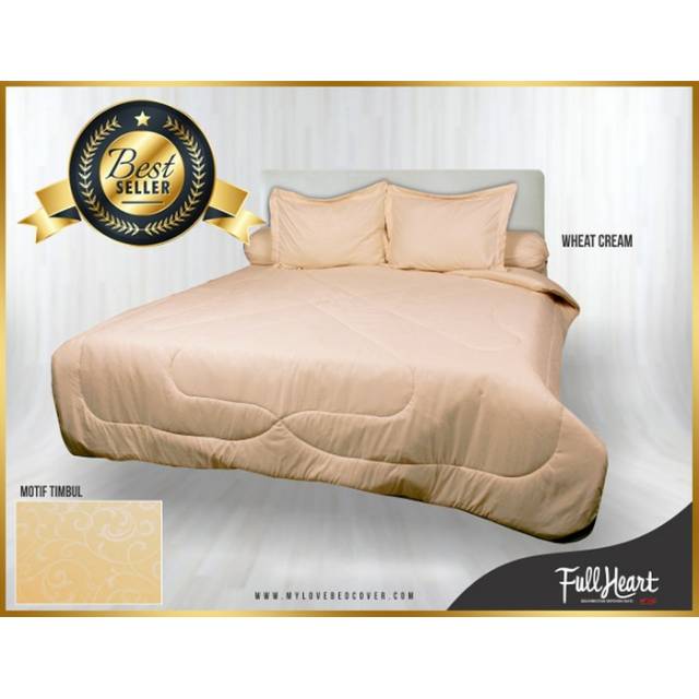 SPREI POLOS FULL HEART MY LOVE KING " WHEAT CREAM " 180 x 200