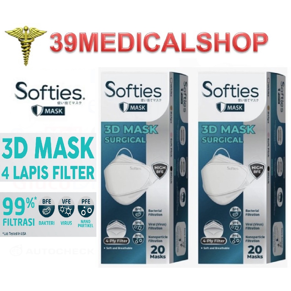 MASKER SOFTIES SURGICAL 3D 4PLY KF94 BOX ISI 20PCS