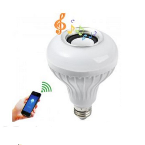 &lt;^ SJA ^&gt;Speaker Wireless Bluetooth Dengan Lampu LED RGBW E27 12W RGBW E27 Smart LED Music Light Bulb