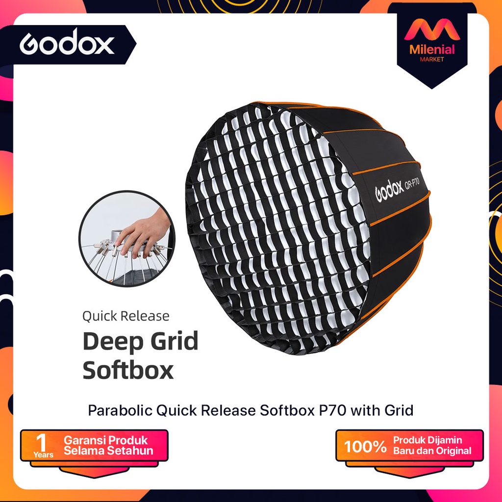 Godox QR-P70 Parabolic Softbox with Grid - Godox Softbox QRP70 Grid