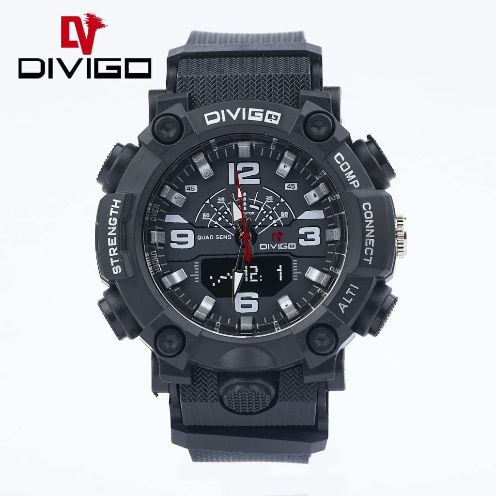 Jam Tangan Pria Divigo Analog Sport Strab Rubber Tahan Air D-25