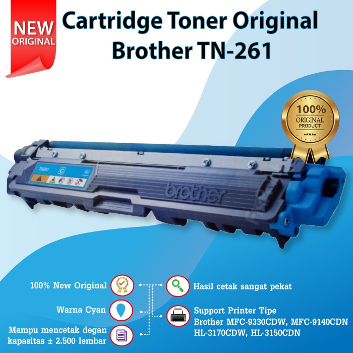 Cartridge Toner Brother TN-261 TN261 Original Printer MFC-9330CDW MFC-9140CDN HL-3170CDW HL-3150CDN