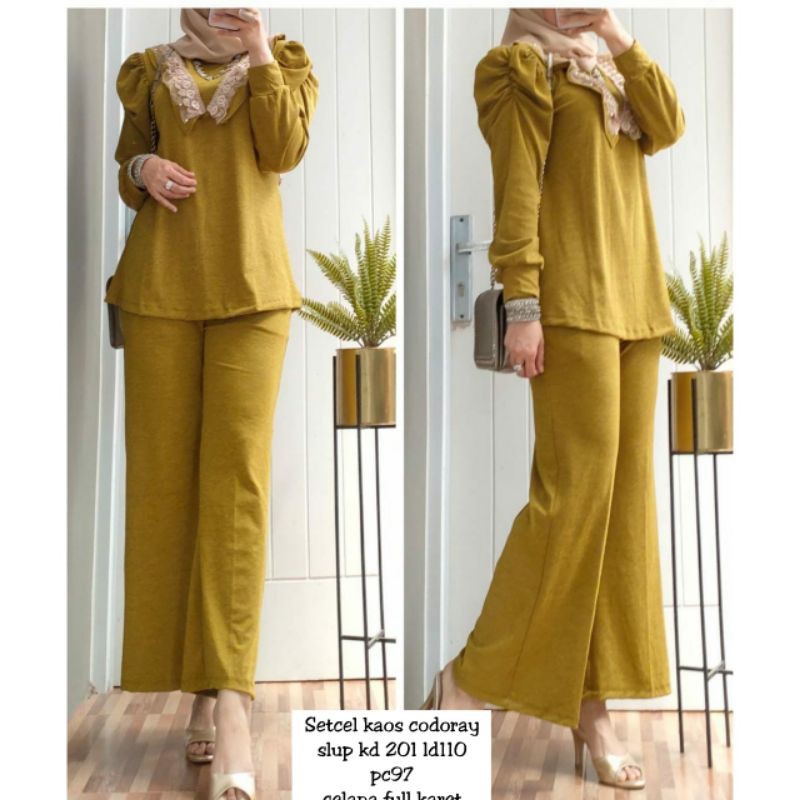 Setelan celana wanita bahan codoray slup import ukuran allsize ld 115-120