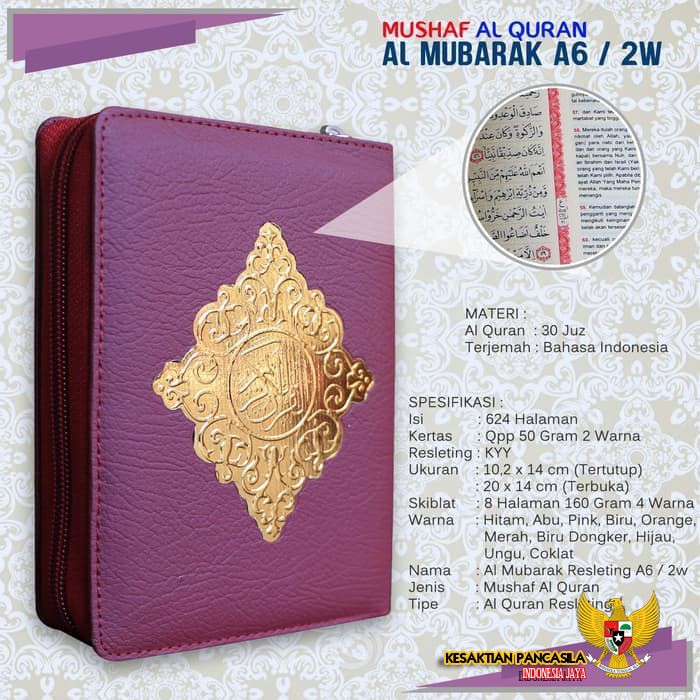 Grosir Al Quran Saku Al Mubarak Resleting A6 Warna Biru