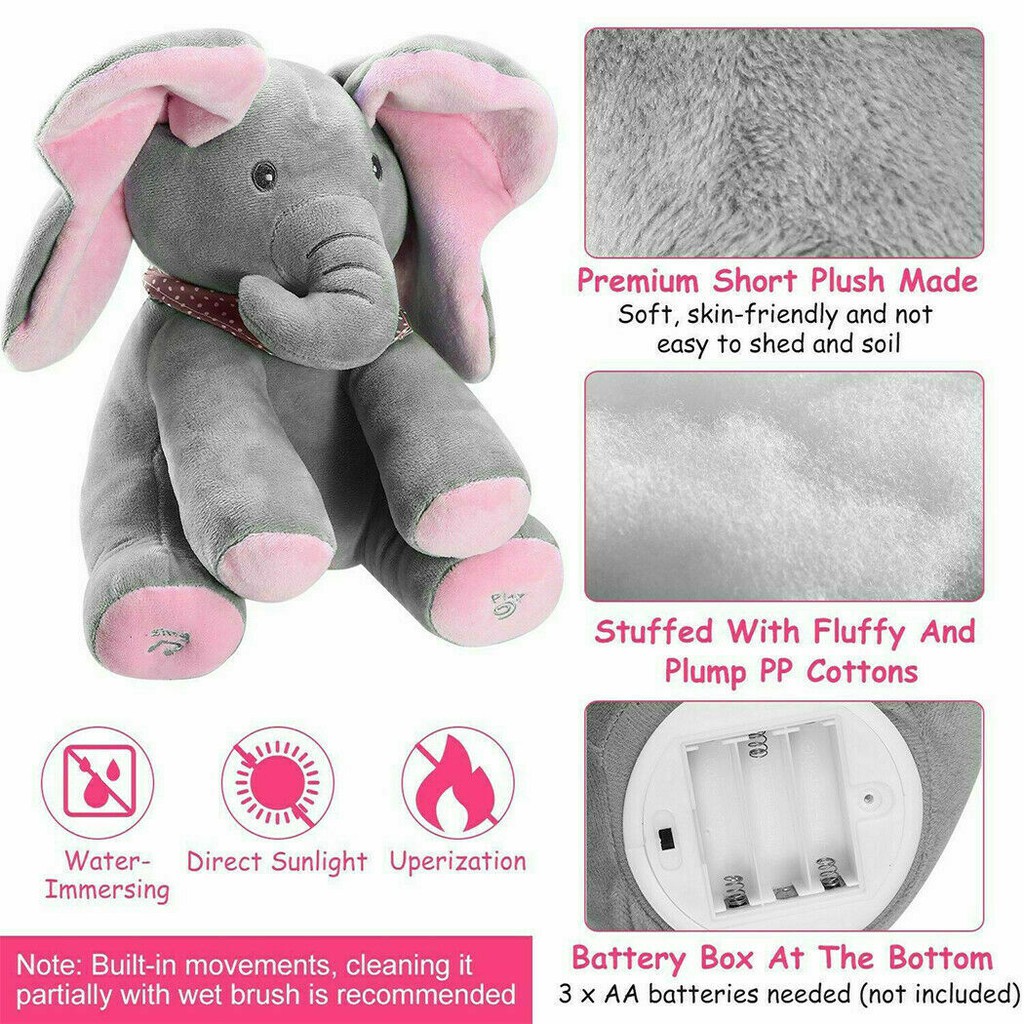 Boneka Peek a Boo Elephant Doll Sing And Move Cilukba Boneka Gajah Bernyanyi dan Bergerak Cilukba Boneka Gajah Boneka Lucu Boneka Bersuara Boneka Bayi Boneka Anak