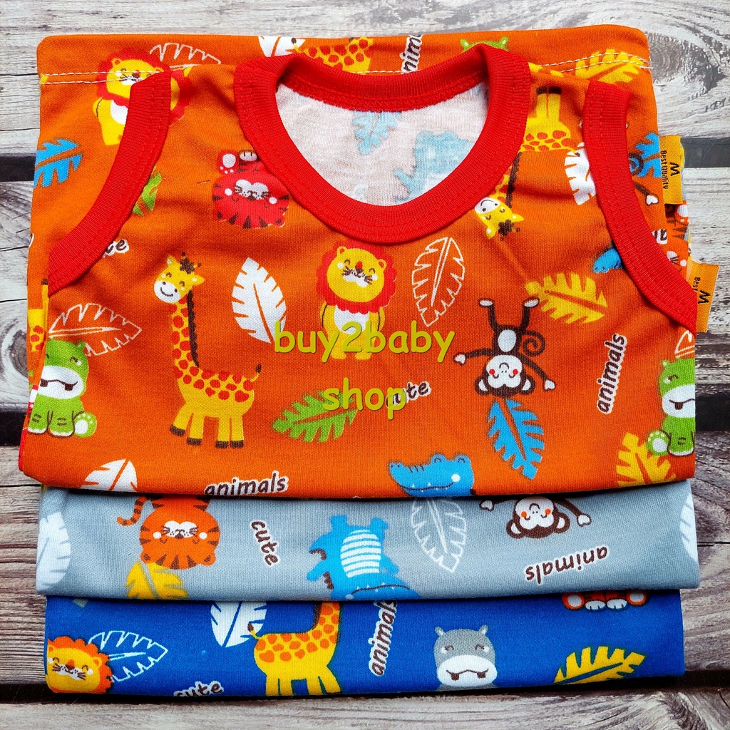 Kaos singlet bayi katun premium halus lembut Cico Miko 3-12 Bulan isi 3 Kaos