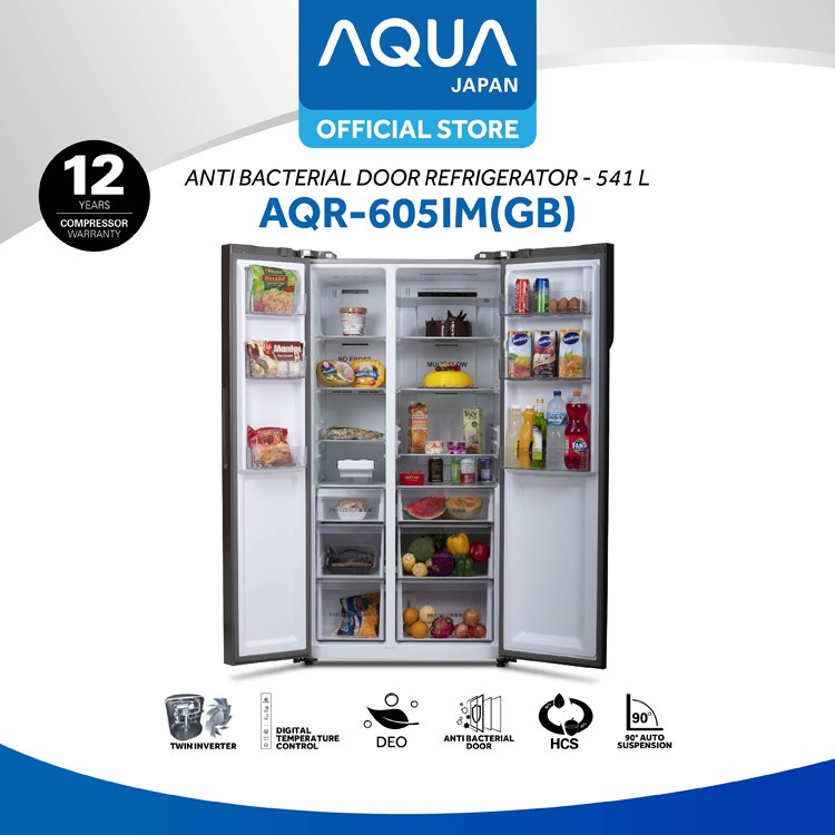 AQUA Kulkas AQR-605IM(GB) Side By Side INVERTER AQR-605 IM(GB)