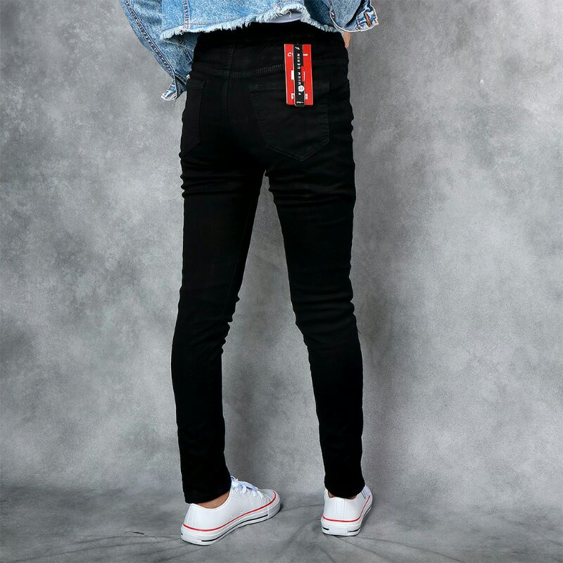 Celana Jenas C96 Pinggang Karet Perempuan Stretch Soft Jeans Melar