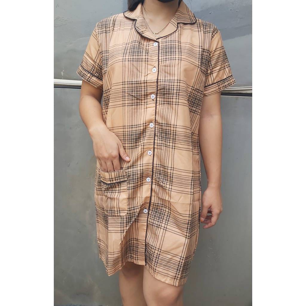 DASTER PIYAMA WANITA MOTIF KOTAK KEKINIAN