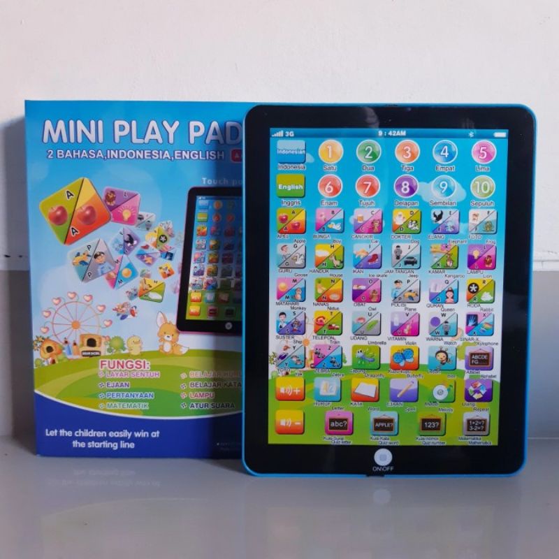 play pad mini ( playpad, ipad ) 2 bahasa - mainan edukatif anak