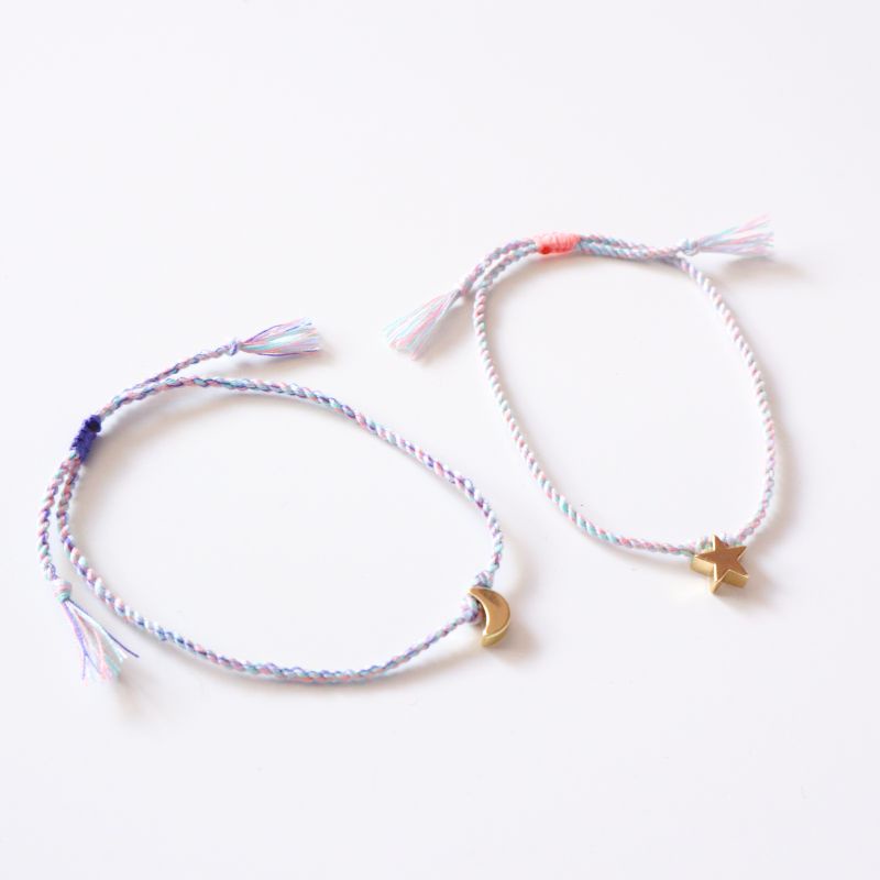 Gelang tangan moon &amp; star twist new edition loliastuf adjustable (gelang/ gelang boho/ gelang twist/ gelang lilit/ gelang bracelet / gelang bulan / gelang bintang/ gelang friendship / gelang couple)